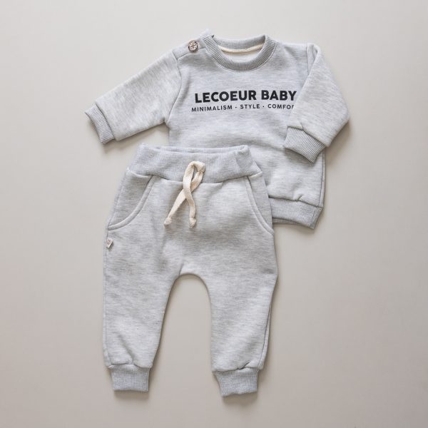 Conjunto Bebê Unissex Moletom Peluciado Mescla conjunto bebe moletom peluciado inverno baby praticidade qualidade roupas para bebes site confiavel outono inverno peças infantis moda infantil roupa de criança