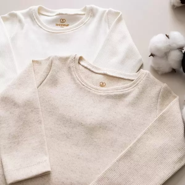 Camiseta Ribana 100% algodão confortavel unissex le coeur outono inverno varejo minimalista estiloso basico pratico leve moda bebe baby clean moderno inverno