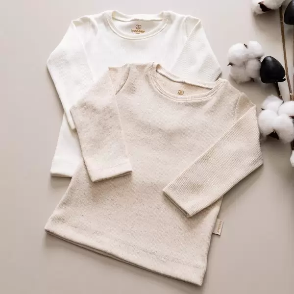 Camiseta Ribana 100% algodão confortavel unissex le coeur outono inverno varejo minimalista estiloso basico pratico leve moda bebe baby clean moderno inverno