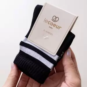 meia cano alto quentinha com 1 par preto listra confortavel neutro unissex le coeur outono inverno varejo minimalista estiloso basico pratico facil moda bebe