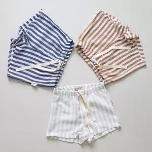 Kit com 3 Shorts Retrô Bebê Unissex Listrado