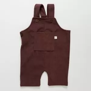 Jardineira Bebê Veludo Cotelê Unissex Cacau