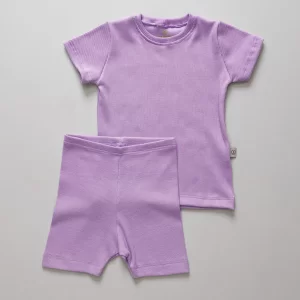 Conjunto Bebê Unissex Camiseta e Shorts Lilás