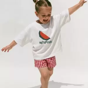 Conjunto Infantil Camiseta Melancia e Shorts Xadrez