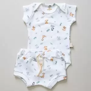Conjunto Bebê Unissex Manga curta Estampa Safari