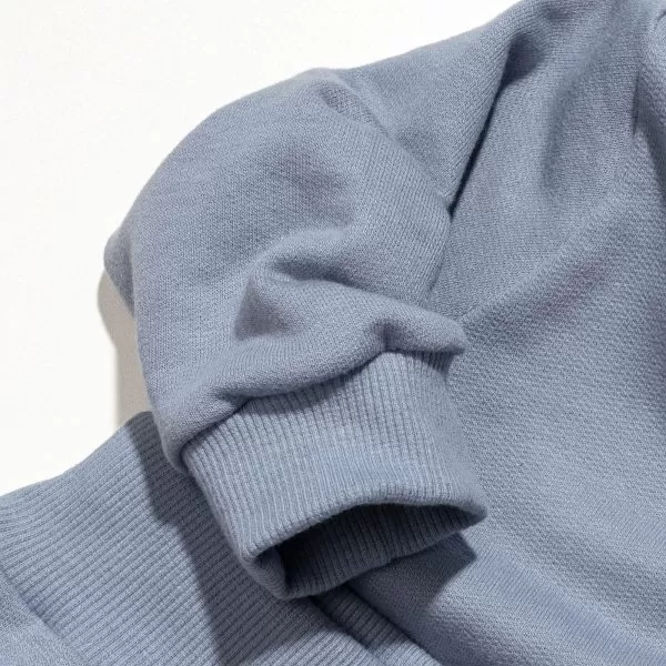 Conjunto Bebê Casaco com Capuz e Calça em Moletom Unissex Azul Denim - Image 8