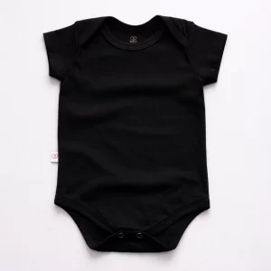 Body Bebê Manga Curta Cotton Preto
