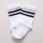 meia cano alto quentinha com 1 par branco listra confortavel neutro unissex le coeur outono inverno varejo minimalista estiloso basico pratico facil moda bebe