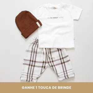 look Infantil Completo com Camiseta, Calça Flanela e Touca