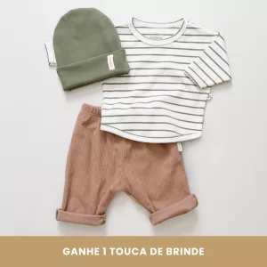 look Infantil Completo com Camiseta Over, Calça e Touca